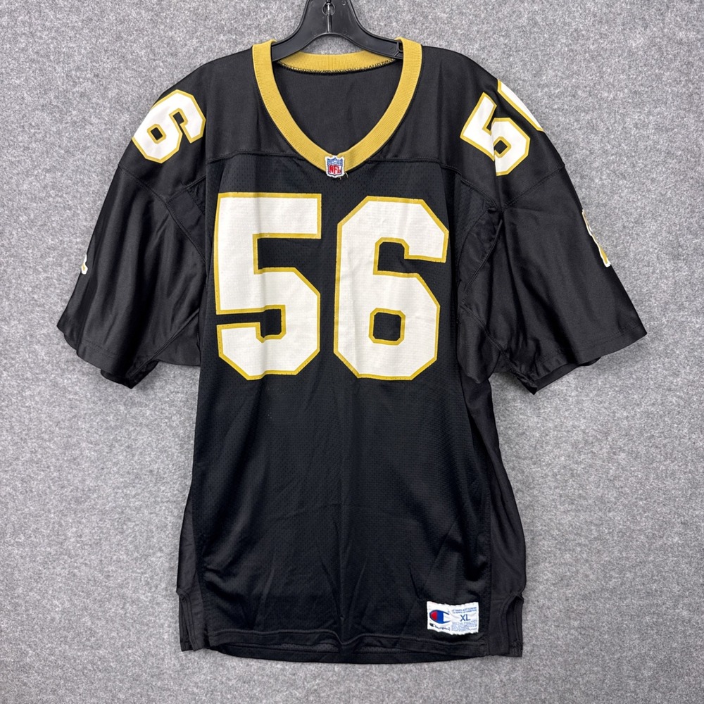 Champion NFL New Orleans Saints Jersey XL Black Mesh #56 Louisiana Patch USA